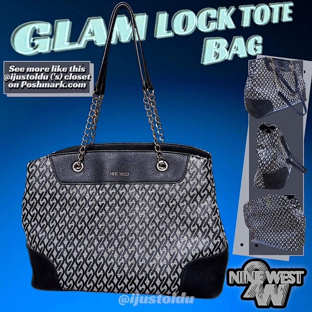 Nine West Glam Lock Tote Bag | Women's Handbags | Black/White